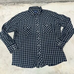 Wrangler Western Shirts Mens Long Sleeve Plaid Pearl Snap‎ Button Down